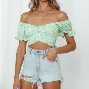 Hello molly who am I to judge crop top in green